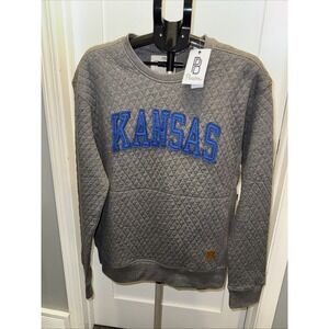 Kansas Jayhawks Pressbox Quilted Moose Pullover Sweatshirt Gray Size 2XL